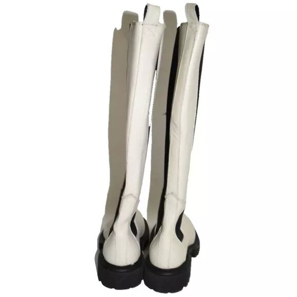 New! AllSaints Maeve Knee High Chelsea Boot White Leather 37 7 US DD429 - Picture 5 of 6